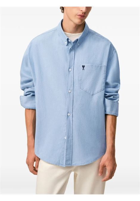 boxy adc shirt man light blue AMI PARIS | HSH822.CO0221484